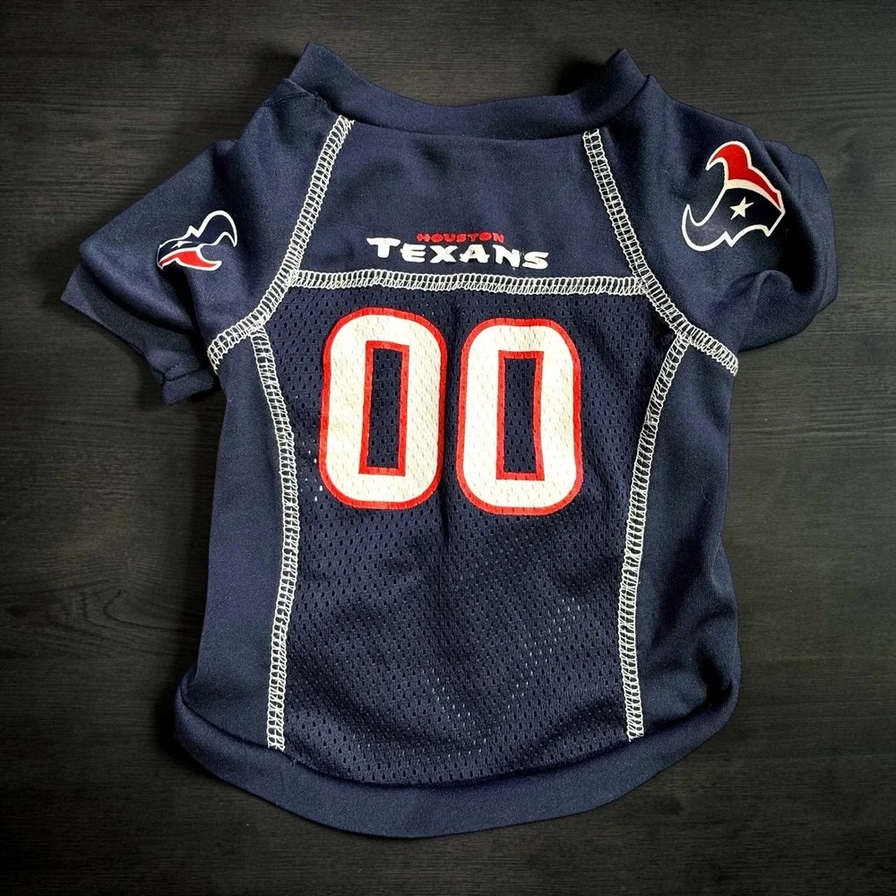 Houston Texans NFL Dog Jersey Set Small Pink Navy Blue Striped Pajamas 4pc Lot